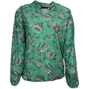 Pink Lady blouse - blouse dames - E107 - groen print - LM - v-hals - maat S