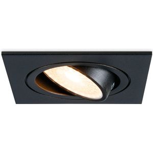 HOFTRONIC Mallorca - Vierkante inbouwspot - LED - Zaagmaat 75-79mm - Zwart - Dimbaar - Kantelbaar - 5 Watt - 480 lumen - 230V - 2700K Extra warm wit - Verwisselbare GU10 - Plafondspots - Inbouwspot voor binnen - 2 jaar garantie