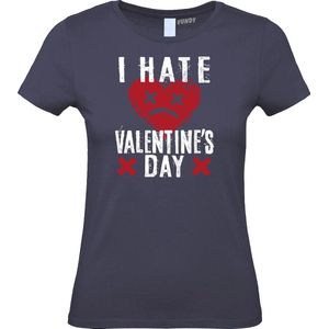 Dames T-shirt I Hate Valentines Day | valentijn cadeautje voor hem haar | valentijn | valentijnsdag cadeau | Navy dames | maat XXL