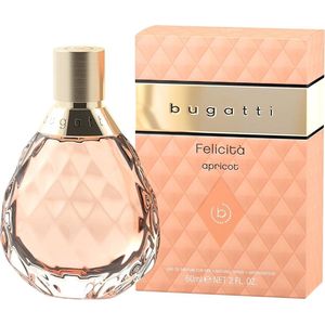 bugatti Felicità Apricot EdP Parfum voor dames, 60 ml, bloemen-fruitig damesparfum in glazen fles, zomernuances van abrikoos, lychee, hibiscus, vanille en muskus, vrouwelijke eau de parfum voor dames