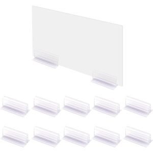 Allecto Plus - 10 stuks Tafelbordstandaards met Klevende Basis - Multifunctionele Niesbeschermerhouder voor Toonbanken en Magazijnen