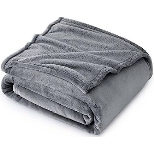 Bankdeken - Fleecedeken - Grijs - 220 x 240 cm - Flanel - 2 Persoons - Zacht en Warm - Microvezel