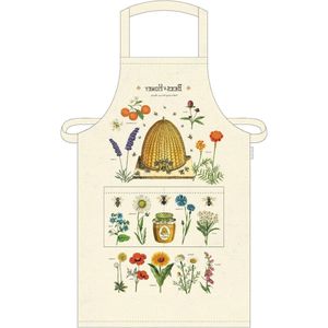 Bijen Honing Print Schort Beige Eén Maat