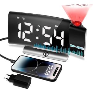 Equivera Wekkerradio - Wekkerradio - Klokradio - Digitale Wekker - Projectiewekker - Spiegeldisplay - USB-Oplaadpoort