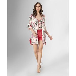 Satijn Dames Pyjama Set- Kimono- Ochtendjas -Luxe 3-delig- Sexy Nachtkleding- Cadeau voor Vrouw Maat XL