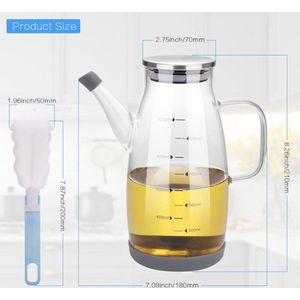 Oliefles olijfolie fles 1 l, azijn en oliedispenser oliedispenser glazen fles met grote capaciteit, oliefles container met duidelijke schaal, grote lekvrije oliedispenser voor keuken, BBQ, tafel, camping