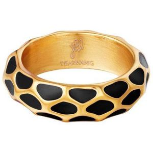 Ring Giraffe pattern- Black- Zwart- Stainless Steel - Yehwang- 17-Moederdag cadeautje - cadeau voor haar - mama