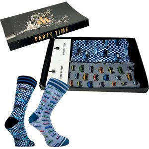 Sock My Feet geschenkdoos sokken heren 39 42 - cadeau voor man - duurzaam - naadloos - Retro Cars Oldtimers
