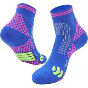 Inuk - Pro Sport Sokken - Blauw Roze - Maat S-M (35-39) - Anti slip High Comfort - Naadloos - Second skin feel – Solide en comfort !