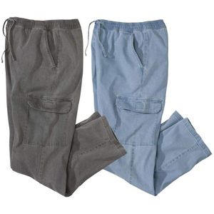 ATLAS FOR MEN - Cargo-jeans - Lichtblauw - Set van 2 - Heren