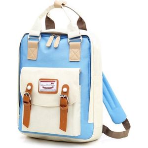 Schoolrugzak - Rugzak - Nylon - Mode rugzak - Met USB-poort - 10L - Beige met Blauw