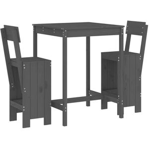 vidaXL 3-delige Tuinbarset massief grenenhout grijs - Tuinbarset - Tuinbarsets - Tuinset - Eethoek