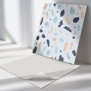 Wallfluent Vinyl Wandpaneel - Abstract steenpatroon PVC Muurpaneel - 50 cm x 50 cm - Blauw PVC wandpaneel - 4 stuks - Vierkant Wandbekleding Vinyl - Texturen Wandpaneel - Zelfklevende Wandbekleding - Wandpaneel Keuken en Badkamer