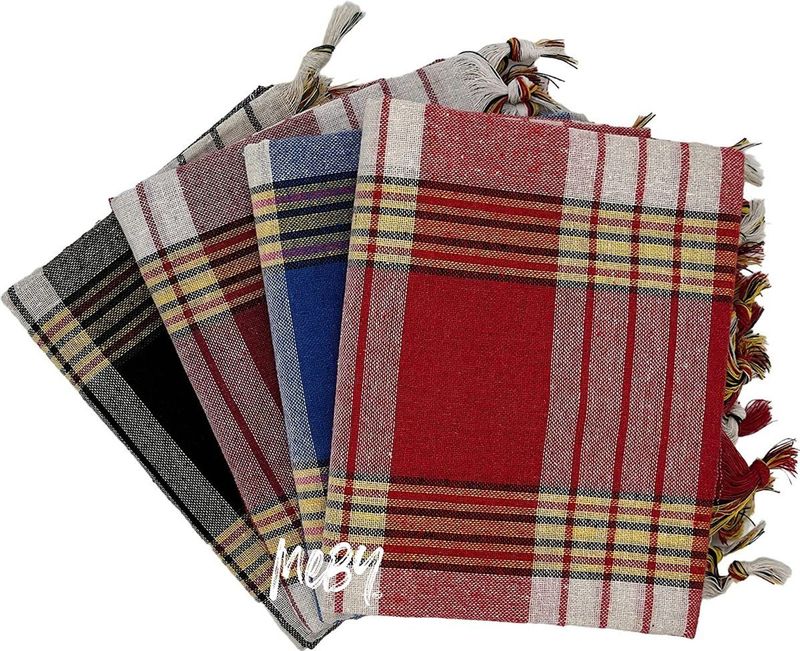 Turkse - Hamamdoek - Rood Blauw Paars Zwart - Katoen - Set van 4