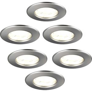 Ledvion Set van 6 LED Inbouwspots Dimbaar, RVS, IP65, 5W, ø84mm, Badkamer Inbouwspots, Plafondspot Inbouwspots, Dimbare Inbouwspot, 5 jaar Garantie