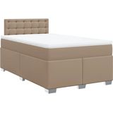 vidaXL - Boxspring - met - matras - kunstleer - cappuccinokleurig - 140x200 - cm