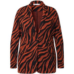 MIAMODA - Dames - Blazer smal model zebramotief - Donkeroranje - Maat 58