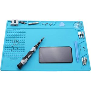 Antistatische reparatiemat 34 x 23 cm met schaal en schroefpositie - soldeerwerkmat voor mobiele elektronica reparatie - smartphones en horloges