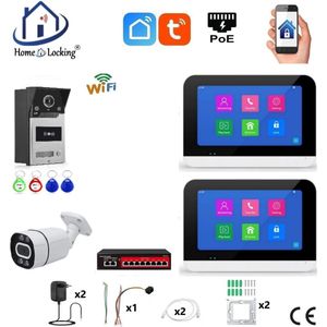 Smart WIFI deur intercom touchscreen met bediening via Smart Life APP werkt met Alexa en Google spraaksturing. T-2302-1-2+C