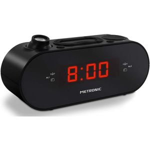 FM Wekkerradio met Projectie en Dubbel Alarm