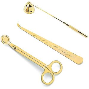 3 in 1 kaars accessoire set – Goud - Roestvrij staal - Lontdipper (wick dipper) - Lonttrimmer (wick trimmer)- Kaarsendover - Geurkaarsen Geschenkset – Gold