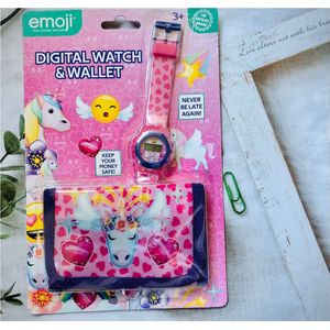 cadeauset kinderhorloge + portemonee emoji