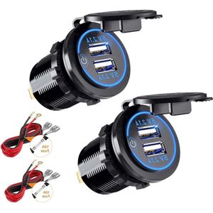 Dubbel stopcontact voor USB-oplader 5 V/42 A met schakelaar - Geschikt voor auto, boten, marine, motorfiets, vrachtwagen, SUV, UTV .