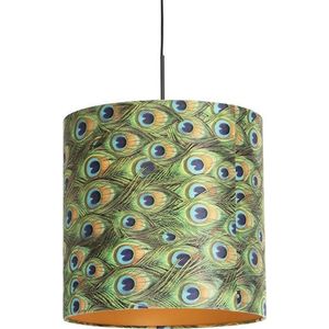 QAZQA combi - Klassieke Hanglamp met kap - 1 lichts - Ø 400 mm - Multicolor - Woonkamer | Slaapkamer | Keuken