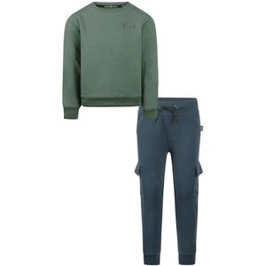Koko Noko - Basic collection - Biologisch katoen - Kledingset - Joggingbroek Blauw - Sweater Dark Green - Maat 92
