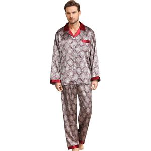 Allthemen Heren Pyjama - Drukpatroon en Elastisch Pyjamaset - L