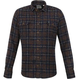 Giordano - Overhemd Wol Ruit Bruin - Heren - Maat XXL - Regular-fit