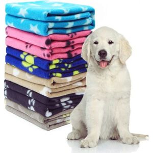 Set Van 6 Zachte Fleece Hondendekens - Wasbare Slaapmatten Met Pootafdruk Voor Huisdieren (60 x 70 Cm, Veelkleurig)