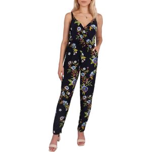 John Zack - Navy Bloemen Jumpsuit met Schouderbanden