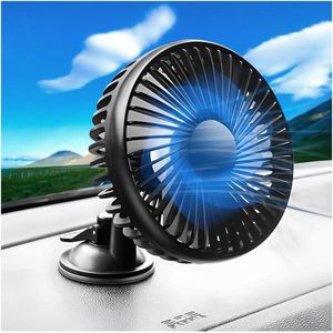 360 graden rotatie ventilator weinig lawaai zomerventilator 12 V USB-ventilator 3 snelheden voor auto bestelwagen SUV camper boot - zuignap Auto Ventilator