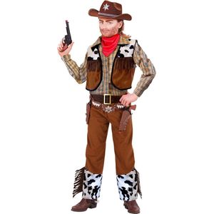 Widmann - Cowboy & Cowgirl Kostuum - Western Cowboy Lone Rider Kostuum Jongen - Bruin - Maat 128 - Carnavalskleding - Verkleedkleding