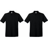 2-Pack maat L zwart poloshirt premium van katoen voor heren - katoen - 180 grams - polo t-shirts