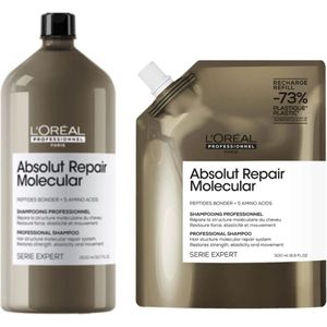L'Oréal Professionnel - Absolut Repair Molecular Shampoo 1500 ml + Refill Shampoo 500 ml - Voordeelset