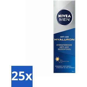 25 x NIVEA MEN - Anti-Age - Hydraterende Gezichtsgel met Hyaluron - 50 ml - Anti-aging Gel - Hyaluronzuur Gel - Gezichtsgel Mannen - Hydraterend Gezichtsgel - Anti-aging Huidverzorging