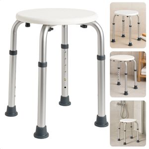 Cheqo® Douchekruk Verstelbaar - Douche Stoel - Douchestoel - Anti-Slip - Badkamer Kruk - Aluminium - 150 kg