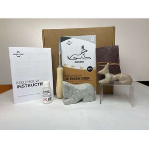 SamStone Doe-het-zelf pakket anubis - speksteen - cadeau - kunst- hobby - 10 jr - dier - beeldhouwen