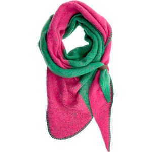 LOT83 Sjaal Nina Twin - Vegan leren sluiting - Omslagdoek - Ronde sjaal - Groen Pink - 1 Size fits all