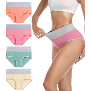 Hoge Taille Katoenen Damesonderbroek - 4-pack XXL