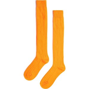 KIMU Sokken Oranje Gebreid - Maat 39 40 41 42 43 44 45 46 - Dames Heren Unisex - Oranje Lange Kniekousen Voetbalsokken Sportsokken Kousen Sinterklaas Kado