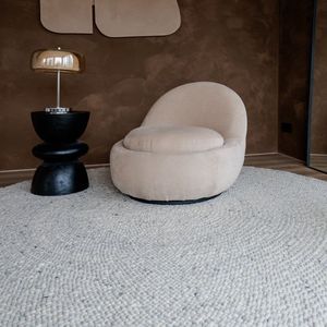 Rond Wollen Vloerkleed Palermo Beige/Grijs Eva Interior - Wol - Rond 240 Ø - (XL)