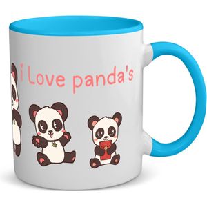 Akyol - i love panda's koffiemok - theemok - blauw - Panda - dieren liefhebbers - leuke cadeau voor iemand die van houdt van panda's - verjaardagscadeau - kado - gift - 350 ML inhoud