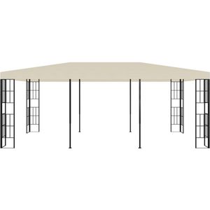 vidaXL Prieel - 3x6 m - Crème en Zwart - Stijlvol Design Tuinpaviljoen - Tuinkamer - Buitenterras - Feesttent - Parasol