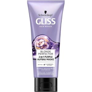 Blonde Perfector 2-in-1 Purple Mask - Schwarzkopf Gliss | 1x 200ml - Haarmasker & Conditioner - Tegen Gele Gloed - Voor Koel, Glanzend Blond Haar