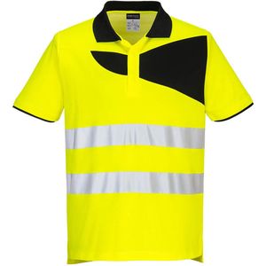 Portwest PW2 Hi-Vis polo K/M PW212 - Geel/Zwart - S
