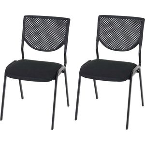 Cosmo Casa Set Van 2 Bezoekersstoelen - Stapelbare Conferentiestoel - Stof/Textiel - Zwarte Zitting - Zwarte Poten