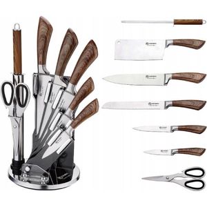 Edënbërg Prestige Line - RVS - Luxe Messenset op een Roterende Standaard - 8 delig